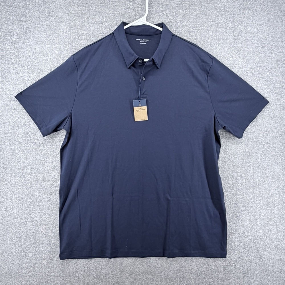 Charles Tyrwhitt Polo Shirt Men Size XL Blue Short Sleeve Cotton NEW